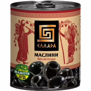 Овочева консервація Ellada Mamoth Маслини без кісточки 850 мл ж/б ключ (4820104250592)