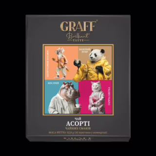 Чай Graff Асорті чайних смаків зелений і чорний байховий 32х1.65 г (gr.11709)
