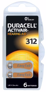 Батарейки-таблетки Duracell 312, 6 шт.