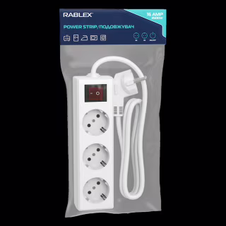 Мережевий фільтр Rablex RB3-3M 3 розетки 3 метри 16 A 1.5mm 3500W