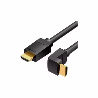 Кабель мультимедійний HDMI M to HDMI M 1.5m V2.0 4K60Hz 90° corner PVC black Vention (AARBG)