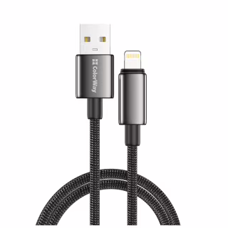 Дата кабель USB 2.0 AM to Lightning 1.0m 3A zinc alloy braided black ColorWay (CW-CBUL098-BK)