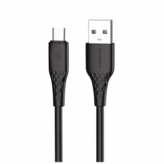 Дата кабель USB 2.0 AM to Micro 5P 1.0m 3A textured PVC black ColorWay (CW-CBUM094-BK)