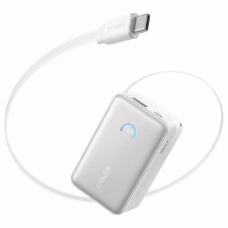 Батарея универсальная Anker 10000mAh Nano 45W, Built-In USB-C Cable, White (A1638H21)