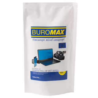 Салфетки Buromax Wet wipes for DISPLAYS and OPTICS 100pcs, plastic pouch (BM.0800-01)