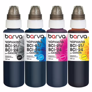 Чернила Barva Canon BCI-21/BCI-24, 4x100 мл BK/C/M/Y, special, water-soluble (C24-090-MP)