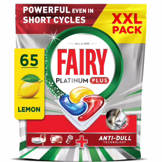Таблетки для посудомоечных машин Fairy Platinum Plus All in One Lemon 65 шт. (8006530115575)