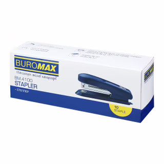 Степлер Buromax пластиковий, 15 аркушів, (скоби №10), 111 х 28 х 43 мм, сірий (BM.4100-09)