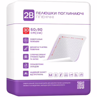 Пеленки для младенцев 2B Поглотительные 60х90 см 30 шт (7640341150908)
