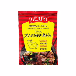 Пища быстрого приготовления Щедро Вермишель с говядиной 60 г (4823097413173)