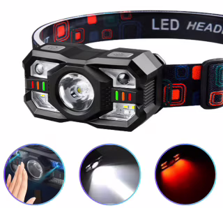 Налобный фонарь XS-09-LM+6SMD(WHITE+RED), Motion Sensor, Li-Ion аккум., ЗУ Type-C