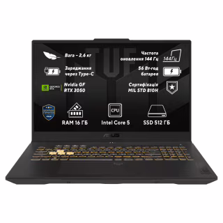 Ноутбук ASUS TUF Gaming F17 FX707VJB-HX063 (90NR0MY5-M002H0)