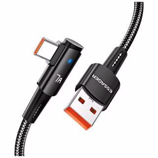 Дата кабель USB 2.0 AM to USB-C 1.0m 100W 90° corner black Essager (EXCWT7A-CG01-P)