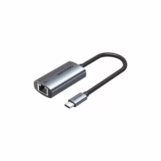 Переходник USB-C to RJ45 Ethernet 1000Mbps black Vention (CFPHB)