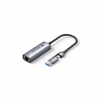 Переходник USB-C + USB-A to RJ45 Ethernet 2500Mbps gray Vention (CFUHB)