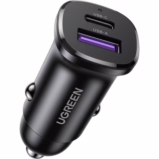 Зарядний пристрій Ugreen 2xUSB 30W (USB-A + USB-C) QC 4.0 Сіра (EC305) (25845)