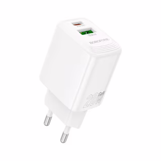 Зарядное устройство BOROFONE BN27 Fuente 1xUSB-C PD20W + 1xUSB QC3.0 White (6941991120268)