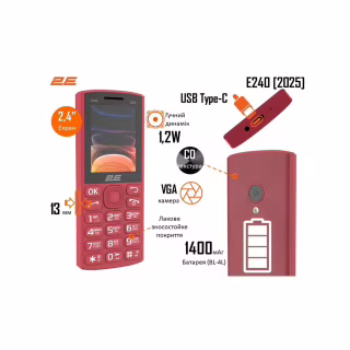 Мобильный телефон 2E E240 2025 Red (794300867219)