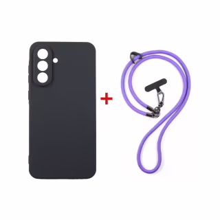 Чохол до мобільного телефона Dengos Case + Cross-body Strap Samsung Galaxy A57 Black+Purple (DG-KM-CCRB-10)