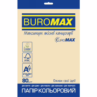 Бумага Buromax А4, 80g, PASTEL cream, 20sh, EUROMAX (BM.2721220E-49)