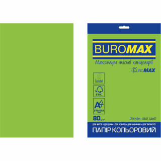 Папір Buromax А4, 80g, INTENSIVE green, 20sh, EUROMAX (BM.2721320E-04)