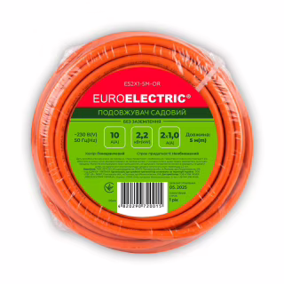 Сетевой удлинитель EUROELECTRIC ПВС 2x1 без заземления 1 гн. оранжевый 5м (ES2X1-5M-OR)