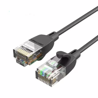 Патч-корд 1m UTP cat 6A RJ-45 slim black Vention (IBIBF)