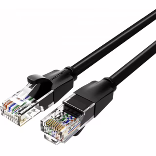 Патч-корд 1.5m UTP cat 6 RJ-45 flat black Vention (IBJBG)