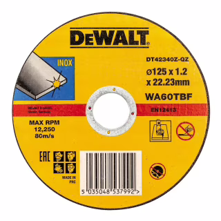 Круг відрізний DeWALT INOX, нержавіюча сталь/листовий метал, 125х1.2х22.23 мм (DT42340Z)