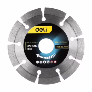 Круг отрезной Deli 125 x 22,2 мм для сухого реза. (EDH-SQP125-E1)