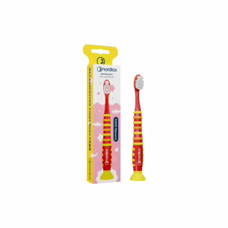 Дитяча зубна щітка Nordics Kids Rocket 10500 Ультрам'яка Від 4 років Червона з жовтим (3800500324784)