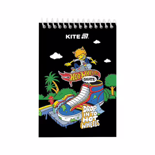 Блокнот Kite на спіралі Hot Wheels А6, 48 аркушів, нелінований (HW25-196-2)