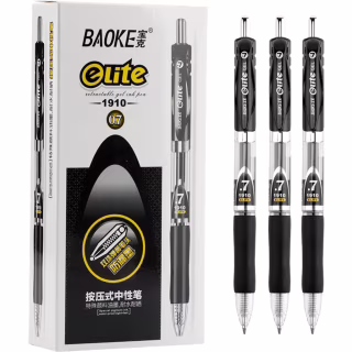 Ручка гелева Baoke Elite автоматична 0.7 мм, з грипом, чорна, 12 шт (PC1910-black)