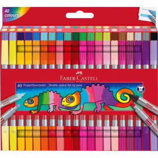 Фломастеры Faber-Castell двухсторонние Double-ended Fibre tip, 40 цветов (32421)