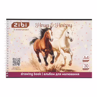 Альбом для рисования ZiBi А4 HORSES, 30 листов на пружине (ZB.1441-23)