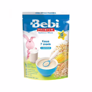 Дитяча каша Bebi Premium молочна 7 злаків +6 міс. 200 г (8606019654443)
