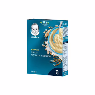 Детская каша Gerber молочная быстрорастворимая Мультизлаковая +6 мес. 240 г (7613039834336)