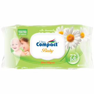 Дитячі вологі серветки Ultra Compact Ромашка 72 шт. з клапаном (8697420531188)