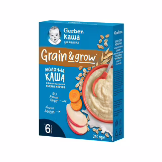 Детская каша Gerber Овсяно-пшеничная Яблоко-Морковь для детей с 6 месяцев 240 г (1100417)