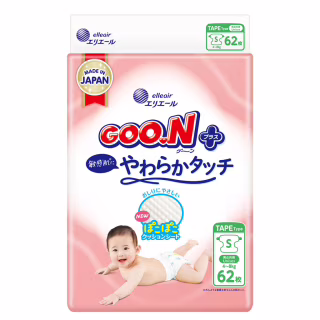 Підгузки GOO.N Plus 4-8 кг Розмір S, на ліпучках 62 шт (21001496)