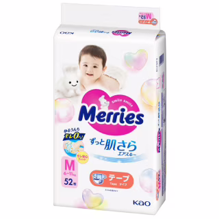 Подгузники Merries Розмір M (6-11 кг) 52 шт (4901301437716)