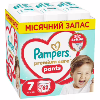 Підгузки Pampers Premium Care Pants Розмір 7 (15+ кг) 62 шт (8006530320245)