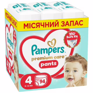 Підгузки Pampers Premium Care Pants Розмір 4 (9-15 кг) 94 шт (8006530320160)