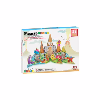 Конструктор Picasso магнитный Tiles Dinosaur Set с 8 фигурками динозавров 38 деталей (817338028848)
