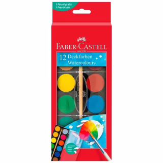 Акварельные краски Faber-Castell 2 кольорів (d 30 мм) з пензликом (125018) (32298)