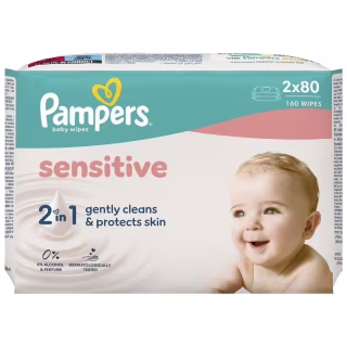 Дитячі вологі серветки Pampers Sensitive 3 x 80 шт (240 шт) (8006530134521)