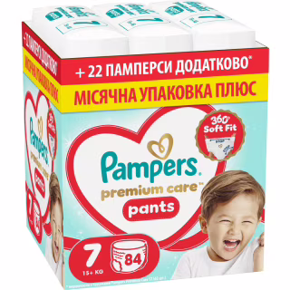 Подгузники Pampers Premium Care Pants Розмір 7 (15+ кг) 84 шт (8006530315784)