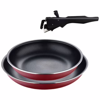 Набор посуды Bergner Click & cook, зі знімною ручкою, 22/26 см, червоний (BG-31605-RD)