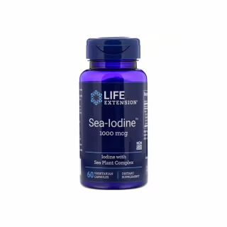 Минералы Life Extension Морской Йод, Sea-Iodine, 1000 мкг, 60 вегетарианских капсул (LEX-17406)