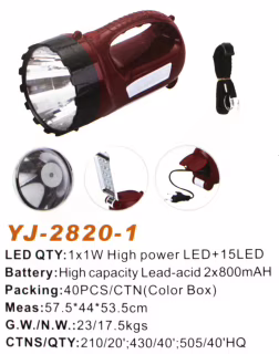 Ручний ліхтар Yajia YJ-2820-1, Акумулятор, 1LED+19LED, Бокове підсвічування